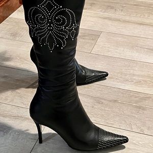 Last Chance!!! Escada tall leather boots with metal studs